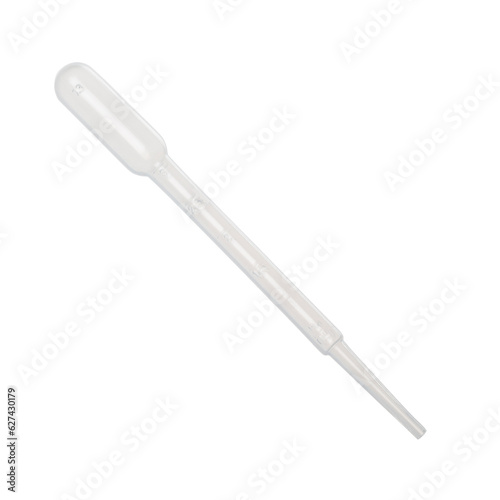 White plastic laboratory pipette. Png clipart isolated on transparent background