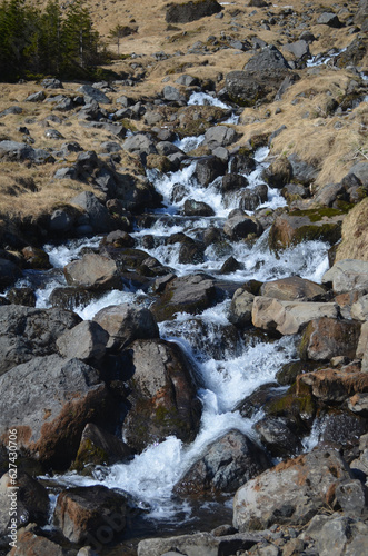 Waterfall Over Volcanic Rocks on Snaefellsnes Peninsula