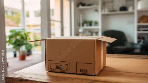 Open cardboard delivery box. © MP Studio
