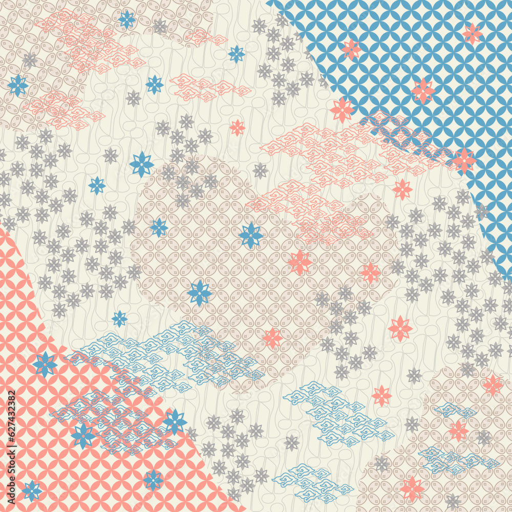 contemporary square scarf design template with abstract ethnic pattern