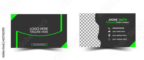 Set of modern business card print templates. Personal visiting card with company logo. Vector illustration. Stationery design. Creative and Clean Business Card Template. Elegant luxury clean dark bus