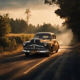 Old car on the road