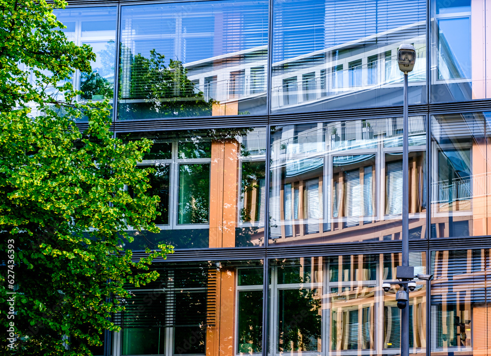 typical reflection at a modern office building typical reflection at a modern office building