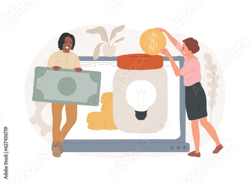Fundraising isolated concept vector illustration. Business fundraising, corporate website, menu bar, UI, startup investment, financial institution, croudfounding, find funds vector concept.