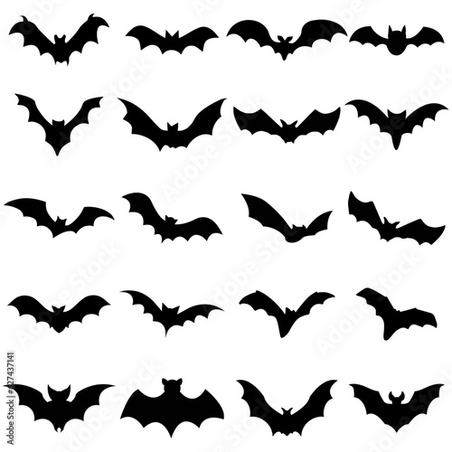 Flying Frights - 20 Halloween-Themed Bat Silhouette Vector Graphics for Spooktacular Designs