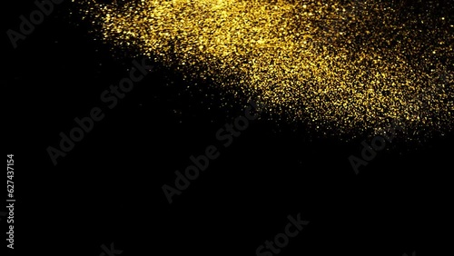 Wallpaper Mural 4K Gold Explosion effect. Festive Fireworks. Isolated on black background. Floating golden sparkles. Glowing Particles. Overlay. Torontodigital.ca