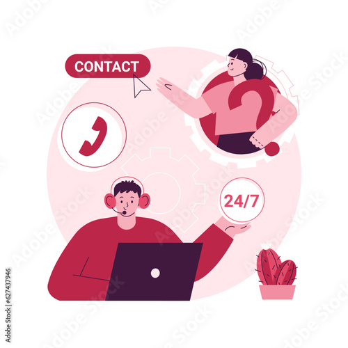 Customer support abstract concept vector illustration. Tech support, telemarketing, provide customer service, management software, online chat, help center, buyer helpline abstract metaphor.