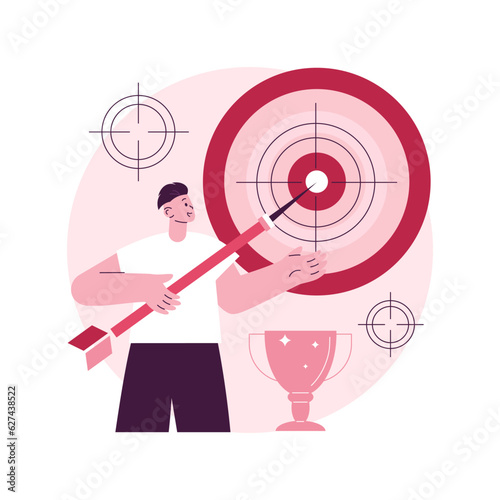 Focus abstract concept vector illustration. Training concentration, focus on success, defined business goal, orientation on target, center of attention, focal point, spotlight abstract metaphor.