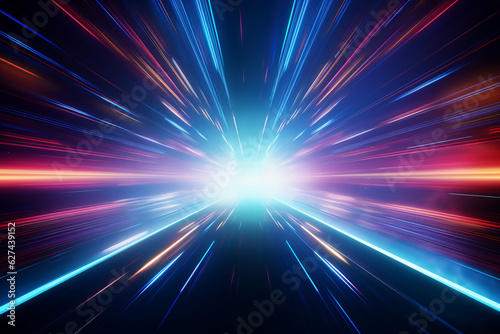 jump into hyperspace digital glowing lines  abstract sci fi background