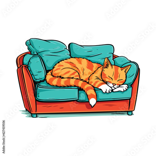 cat sleeping on the sofa