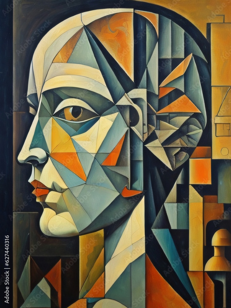 Digitally crafted artwork showcasing the side profile of a woman in an abstract style. Created with generative AI tools