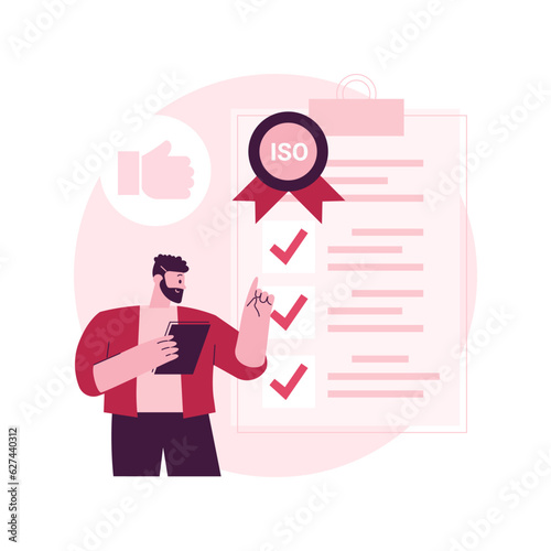 Standard for quality control abstract concept vector illustration. Quality standard control, international certification, material testing, scientific service, requirements abstract metaphor.