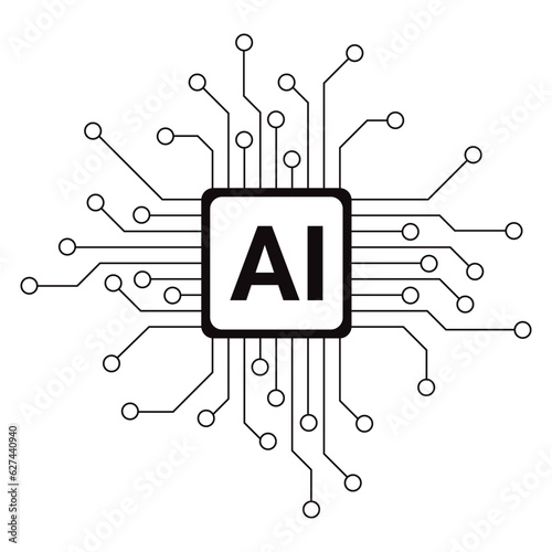 Artificial Intelligence CPU in 2D style