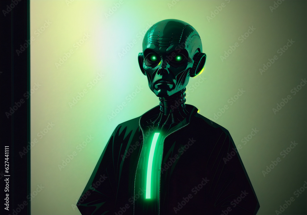 Portrait of an alien, a creepy humanoid. Generative AI Portrait of an alien, a creepy humanoid. Generative AI