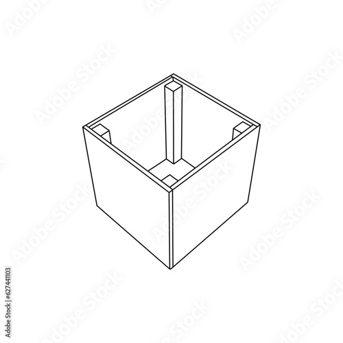 Wooden Box line furniture minimalist logo, vector icon illustration design template