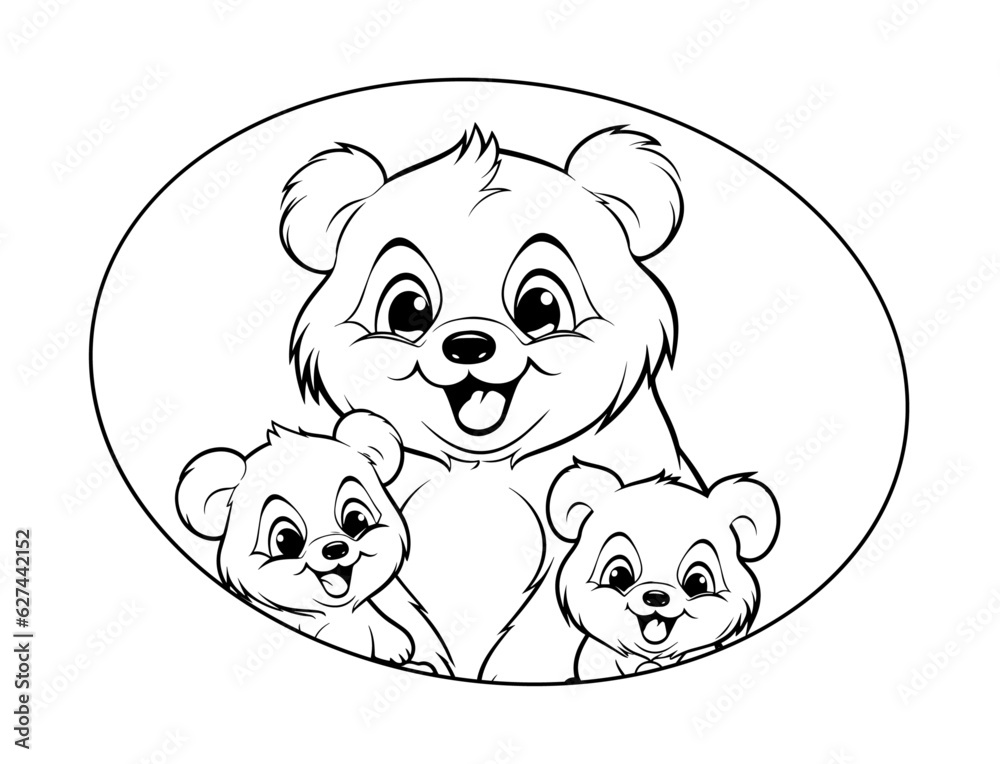 cute cartoon Baby Teddy Bears family coloring page, doodle Coloring ...