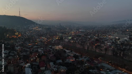 Morning cityscape of Tbilisi city. Georgia 2024 winter photo