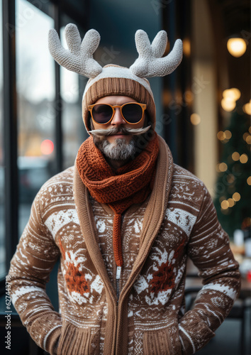 Man wearing an ugly Christmas sweater