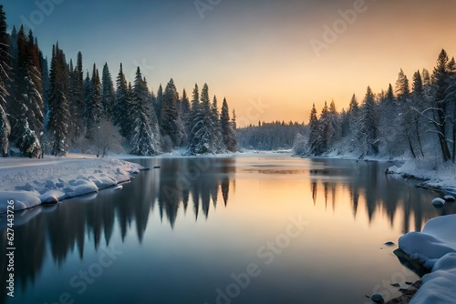 sunrise over the lake © Muhammad