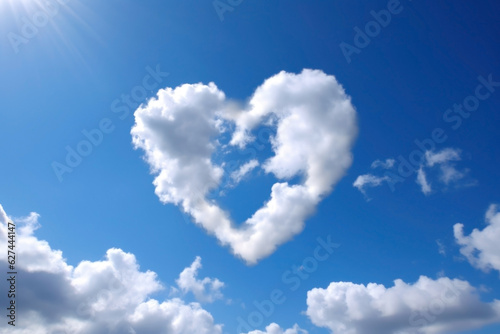 heart shaped cloud on a sunny blue sky