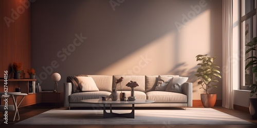 Home mock up, cozy modern interior background, 3d render © Jing