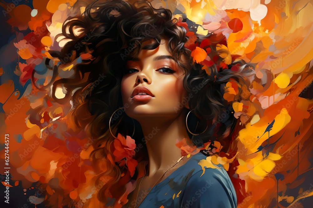 Abstract art girl colorful painting art portrait Stock Illustration
