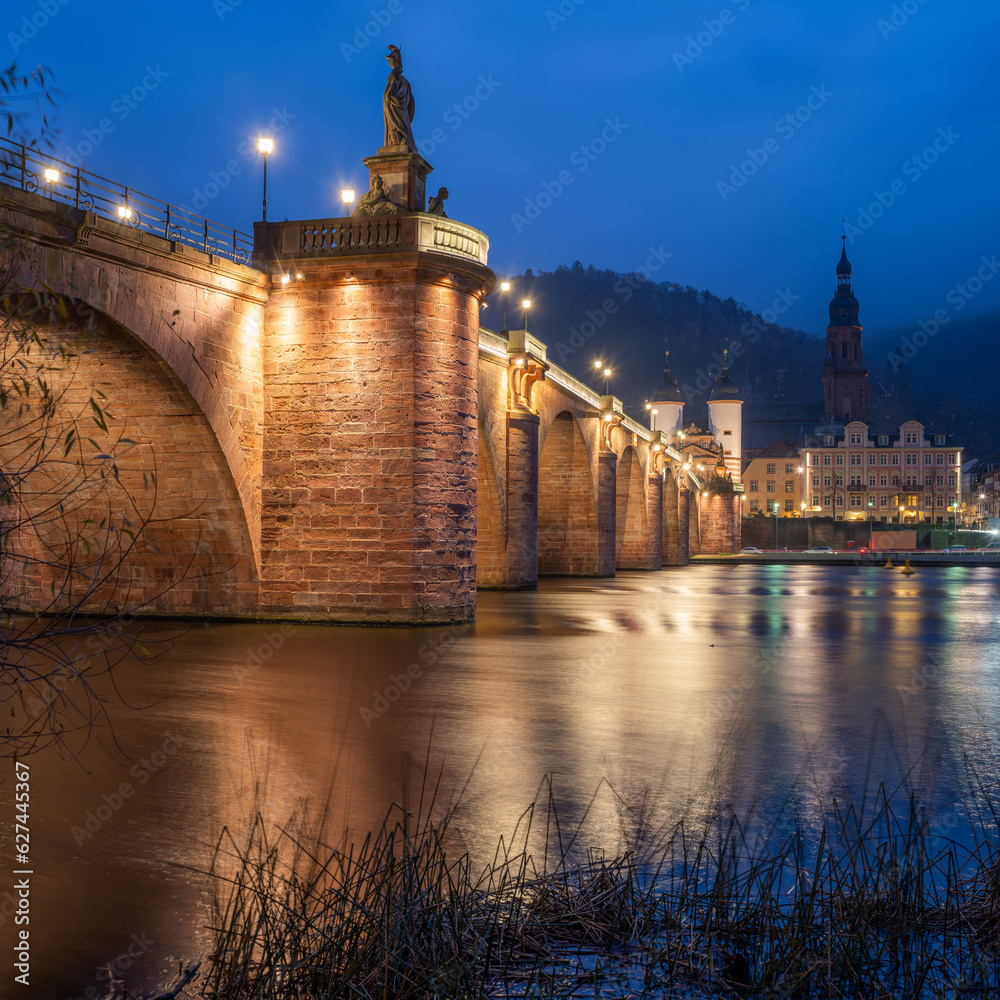 Old Bridge in Heidelberg at night, Baden-Württemberg, Germany