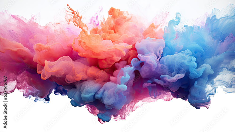 Fototapeta premium Bright watercolor rainbow stain drips. Abstract illustration on a white background. Banner for text, grunge element for decoration