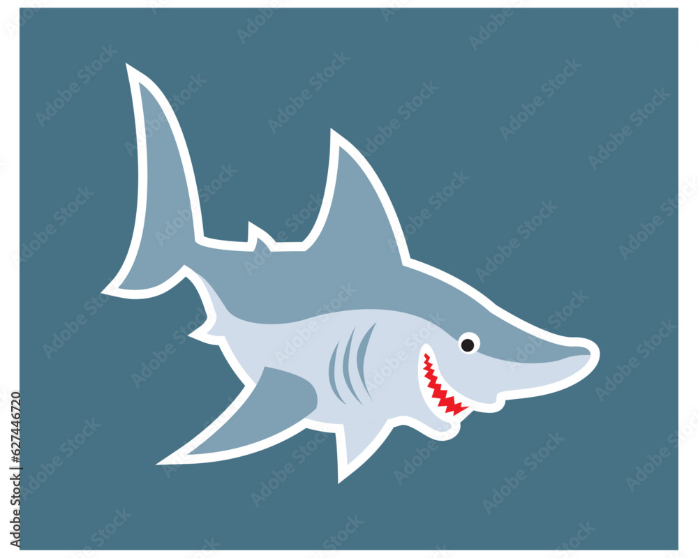 Obraz premium Underwater life. A blue smiling shark.