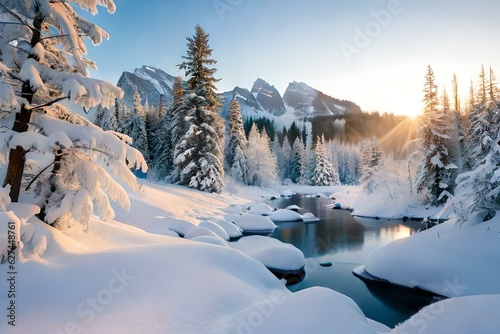 winter landscape with snow generated Ai.