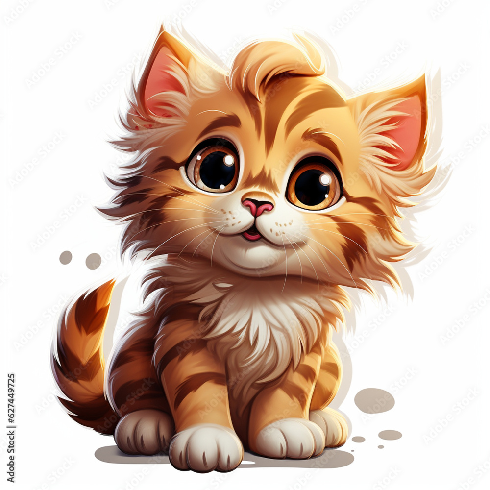 cute, fun and cute cat illustration, sticker, cartoon, white background, t-shirt design, Generative AI cute, fun and cute cat illustration, sticker, cartoon, white background, t-shirt design, Generative AI