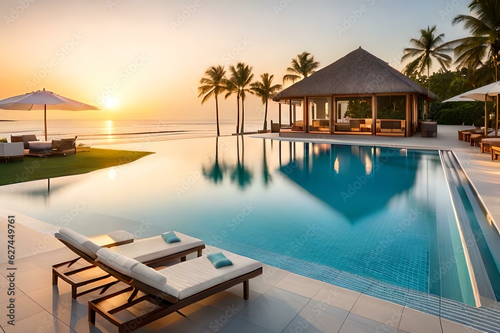 swimming pool in the hotel generated Ai. swimming pool in the hotel generated Ai.