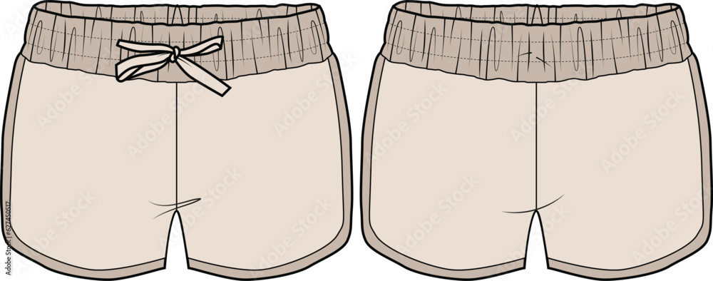 KIDS BOTTOM WEAR SHORT KNICKER FRONT AND BACK VECTOR ILLUSTRATION KIDS BOTTOM WEAR SHORT KNICKER FRONT AND BACK VECTOR ILLUSTRATION