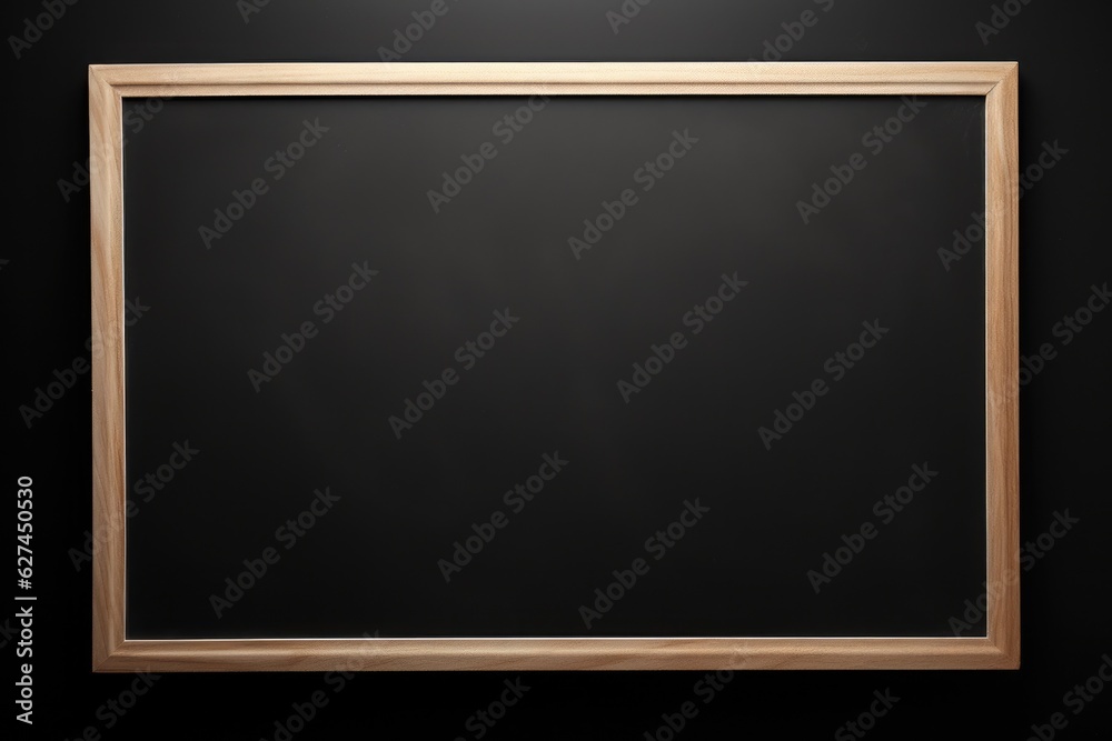 Illustration of an empty wooden frame hanging on a wall, Generative AI Illustration of an empty wooden frame hanging on a wall, Generative AI