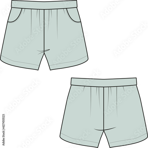 KIDS BOTTOM WEAR SHORT KNICKER FRONT AND BACK VECTOR ILLUSTRATION