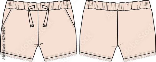 KIDS BOTTOM WEAR SHORT KNICKER FRONT AND BACK VECTOR ILLUSTRATION