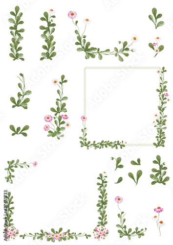 Fototapeta Naklejka Na Ścianę i Meble -  Daisy - Gänseblümchen, Aquarell Illustration watercolor Clipart Blume Hochzeit Flower handmadecards kartengestaltung Muster pattern