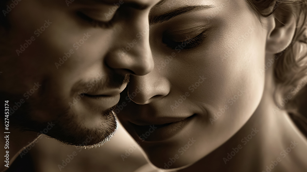 Man and woman. Tenderness and love. Black and white. Minimalism. Close-up. Man and woman. Tenderness and love. Black and white. Minimalism. Close-up.