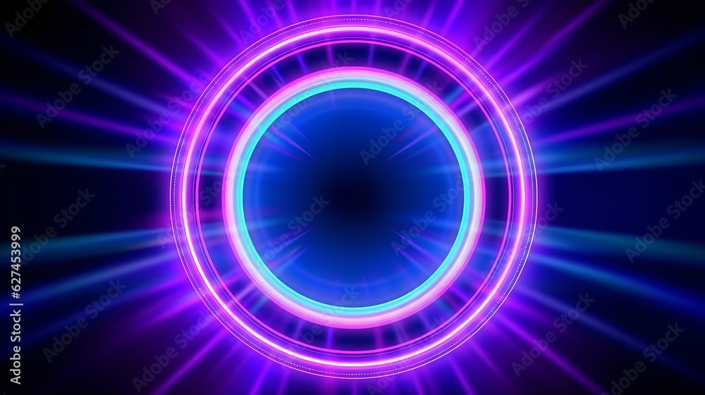 Illustration of a colorful abstract circle with vibrant light rays