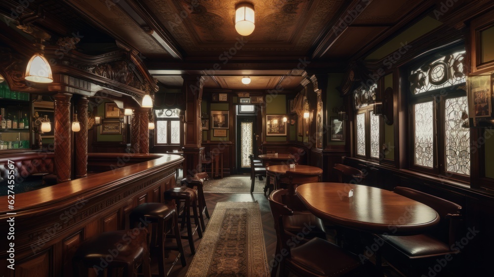 Irish pub interior design, irish bar generative ai