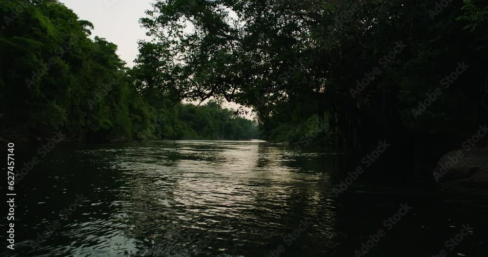 Sunset Serenity: Tranquil Moments on an Amazon River in the Heart of the Rainforest Sunset Serenity: Tranquil Moments on an Amazon River in the Heart of the Rainforest