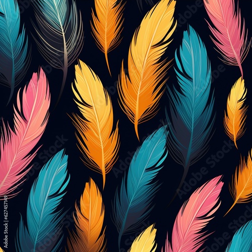 Simple feathers small size, basic pattern textured background, colorfull small pattern With Generative AI © LaxmiOwl