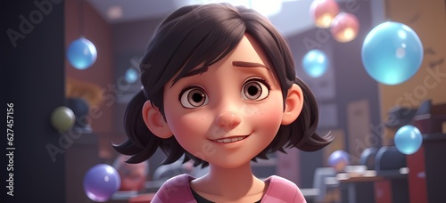 3D character girl smiling 