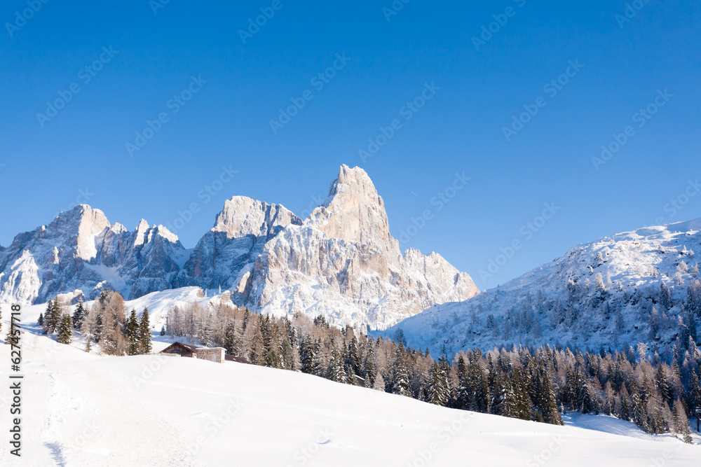 Snowy alpine landscape. Italian alps winter panorama Snowy alpine landscape. Italian alps winter panorama