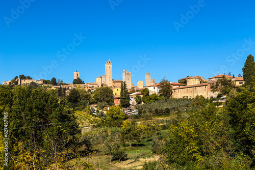 San Gimignano, Italy. Beautiful view of the medieval town with towers