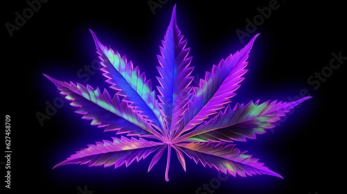 Purple neon cannabis marijuana leaf