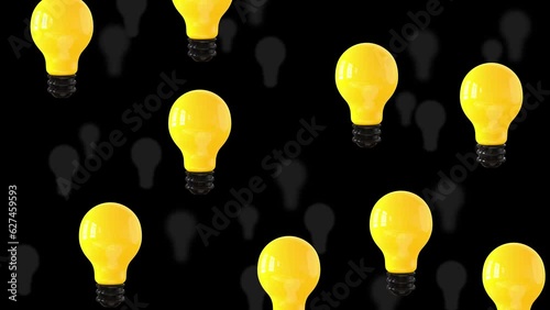 creative idea light bulb 3d illustration yellow brainstorm stop motion new idea concept generation photo