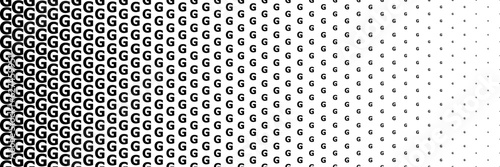 horizontal black halftone of capital letter G design for pattern and background.