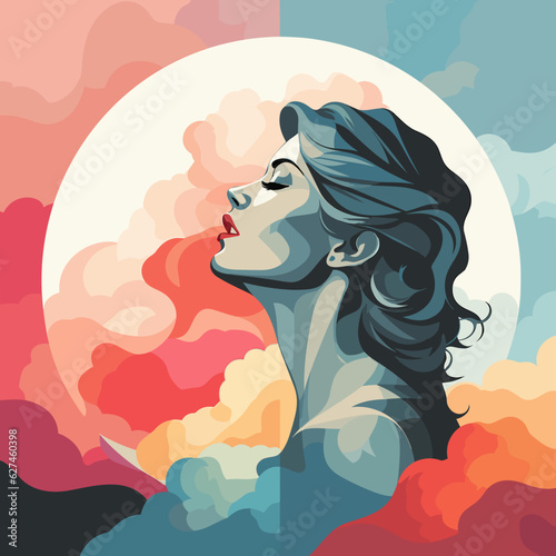 Queen woman modern minimal design feminine minimalistic vector art design
