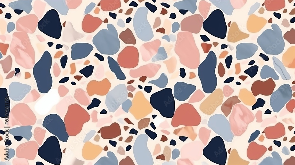Terrazzo seamless pattern in natural pastel colors with abstract mosaic stone shapes Terrazzo seamless pattern in natural pastel colors with abstract mosaic stone shapes